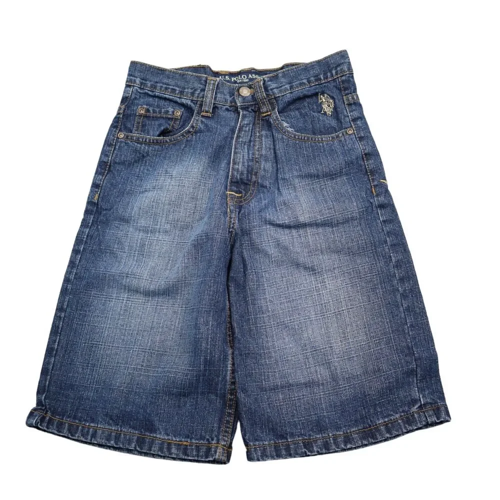 US Polo Assn Shorts Youth 10 Blue Denim Boys Jean Pants Long Grunge Baggy
